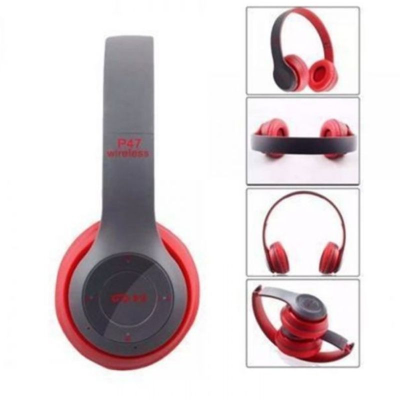 Casque Stéréo Sans Fil P47 Bluetooth Rouge