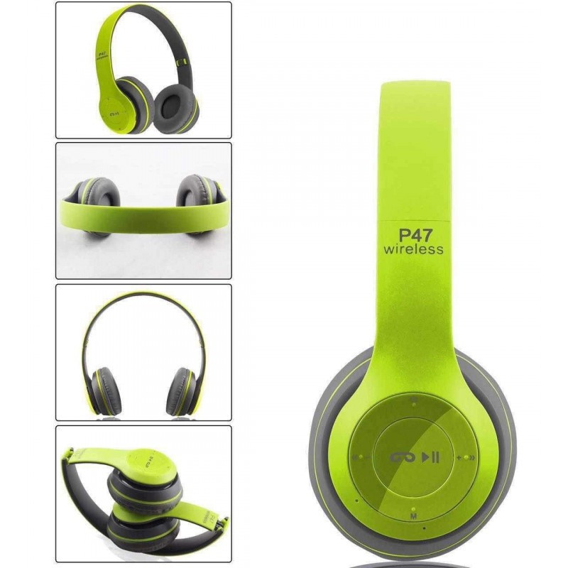 Casque Stéréo Sans Fil P47 Bluetooth Vert